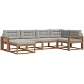 vidaXL Buiten bank set 6 st Naturel en lichtgrijs