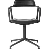 Vipp 452 Draaistoel Met Voeten Poeder Gelakt Aluminium / Zwart - Bureaustoelen Leer Black - 45204G04V2