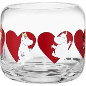 Muurla Moem Heart Waxinelichthouder 8 Cm - Kaarshouders Glas Red - 741-080-03