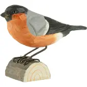 Wildlife Garden Decobirds Met De Hand Gesneden Vogel Goudvink - Houten beeldjes Massief Hout Red - WG409