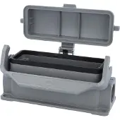 Harting Han 24B, basisbehuizing, laag model, 1xM25 zijuitgang voor kabels, met 1 lengtebeugel en beschermkap, kunststof - 1 stuk