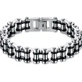 Mendes Heren armband Edelstaal Biker Chain Silver Black