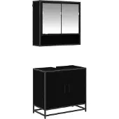 vidaXL Badkamermeubel Set 2 st Zwart Eiken 65 x 33 x 60 cm