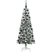vidaXL Kunstmatige Hinged Kerstboom 300 LED's Groen en Wit 180 cm