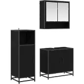 vidaXL Badkamermeubel Set met plank 3 pcs Zwart Eiken Bewerkt hout