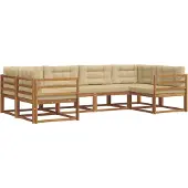 vidaXL Buiten bank set 6 st Natuurlijk en Beige