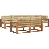 vidaXL Buiten bank set 8 st Natuurlijk en Beige