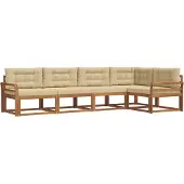 vidaXL Buiten bank set 5 st Natuurlijk en Beige