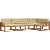 vidaXL Buiten bank set met kussen 5 pcs Natuurlijk en Beige