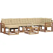 vidaXL Buiten bank set 8 st Natuurlijk en Beige