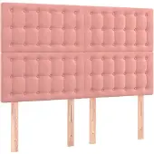 vidaXL Hoofdbord roze 144x5x118/128 cm fluweel