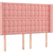 vidaXL Hoofdbord met randen 147x16x118/128 cm fluweel roze