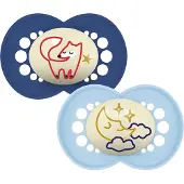 Mam - Original Night Silk Pacifiers - Blue - 16-36m