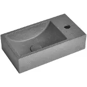 Sapho Crest R betonnen wandwastafel inclusief afvoer, 40x22cm, zwart graniet