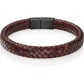 LGT JWLS Gevlochten Leren Armband Heren Edelstaal Sluiting Bruin-20.5cm
