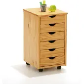 Ebuy24 Nilar kommode kantoorarchief op wielen, 6 lades natuur.