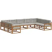 vidaXL Buiten bank set 9 st Natuurlijk en Licht Grijs