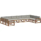 vidaXL Buiten bank set 10 st Naturel en lichtgrijs