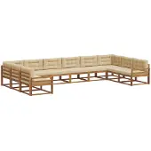 vidaXL Buiten bank set 10 st Natuurlijk en Beige