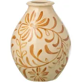 J-Line vaas Bloemen - steengoed - okergeel/wit - large