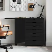 Prolenta Maison Exclusive - Rolkast met bureau, model MOSS, zwart, massief grenenhout