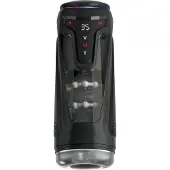 PDX Elite Moto-Bator Pro - geribbelde, verwarmende stootmasturbator (zwart)