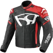 MUGENRACE Aggressore Zwart Wit Rode Leren Jas Maat 50