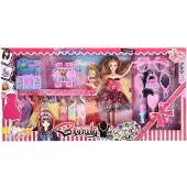 Halay Modepop met 10 jurken poppenmeubeltjes en beauty set verpakking 65x33x6