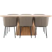 Ebuy24 Stjärnö eethoek tafel 90x200cm en 6 stoelen naturel, bruin.