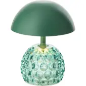 J-Line lamp Champignon - ijzer/glas - donkergroen - LED lichtjes