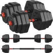 Songmics Korte Halterset met Verbindingsstang voor Krachttraining Thuis, 40 kg