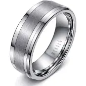 Mendes Wolfraam heren ring Geborstelde streep 8mm-18mm