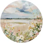 Reinders - Lente horizon - Glasschilderij Ø 70 cm - Beige