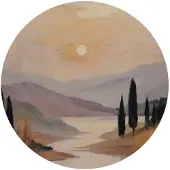 Reinders - Landschap I - Glasschilderij Ø 70 cm - Bruin