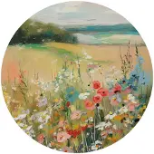 Reinders - Zomers strand - Glasschilderij Ø 70 cm - Beige