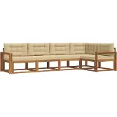 vidaXL Buiten bank set met kussen 5 pcs Natuurlijk en Beige