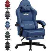 GTPLAYER - Gamingstoel Bureaustoel - Met 160° Verstelbare Rug en Voetensteun - Blauw