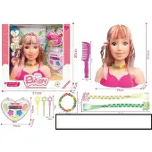Halay Kaphoofd met make-up sieraden en haaraccessoires schminkpop styling head