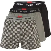 HUGO Boxershorts ecru / kaki / zwart