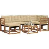 vidaXL Buiten bank set 7 st Natuurlijk en Beige