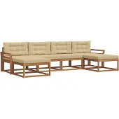 vidaXL Buiten bank set 6 st Natuurlijk en Beige