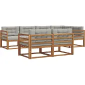 vidaXL Buiten bank set met kussen 7 pcs Naturel en lichtgrijs