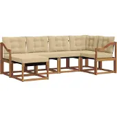 vidaXL Buiten bank set 6 st Natuurlijk en Beige