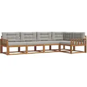 vidaXL Buiten bank set met kussen 5 pcs Naturel en lichtgrijs