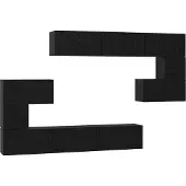 Syfax Tv-meubelset Wandgemonteerd 10 pcs Zwart Eiken Bewerkt hout