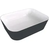 Polysan Banera - Opbouwwastafel, 50x35 cm, zonder overloop, zonder kraangat, mat antraciet/wit 14596.52