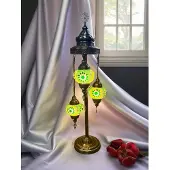 Halay Turkse handgemaakte tafellamp met 3 glazen bolletjes - Groen mozaïekglas voor sfeervolle verlichting