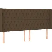 vidaXL Hoofdbord met randen 183x16x118/128 cm stof donkerbruin