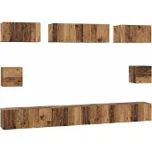 Syfax Tv-meubelset Wandgemonteerd 8 pcs Oud Hout Bewerkt hout
