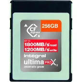 Integral UltimaPro X2, 256 GB, CFexpress, 1800 MB/s (leessnelheid), 1200 MB/s (schrijfsnelheid), zwart